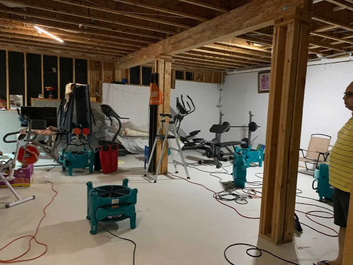 Basement drying equipment setup for Structural Drying in Sand Springs